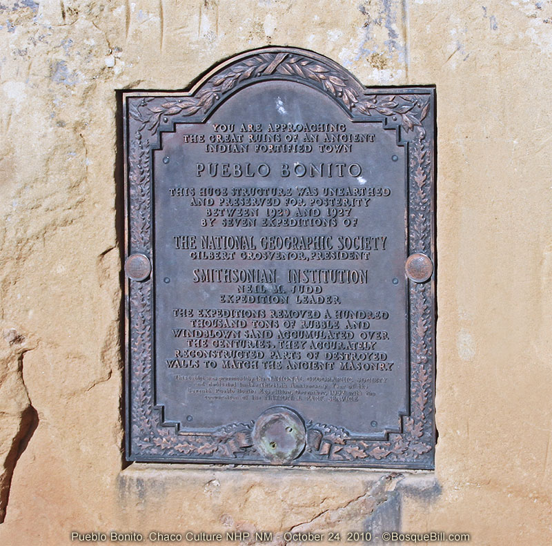 Pueblo Bonito National Geographic sign